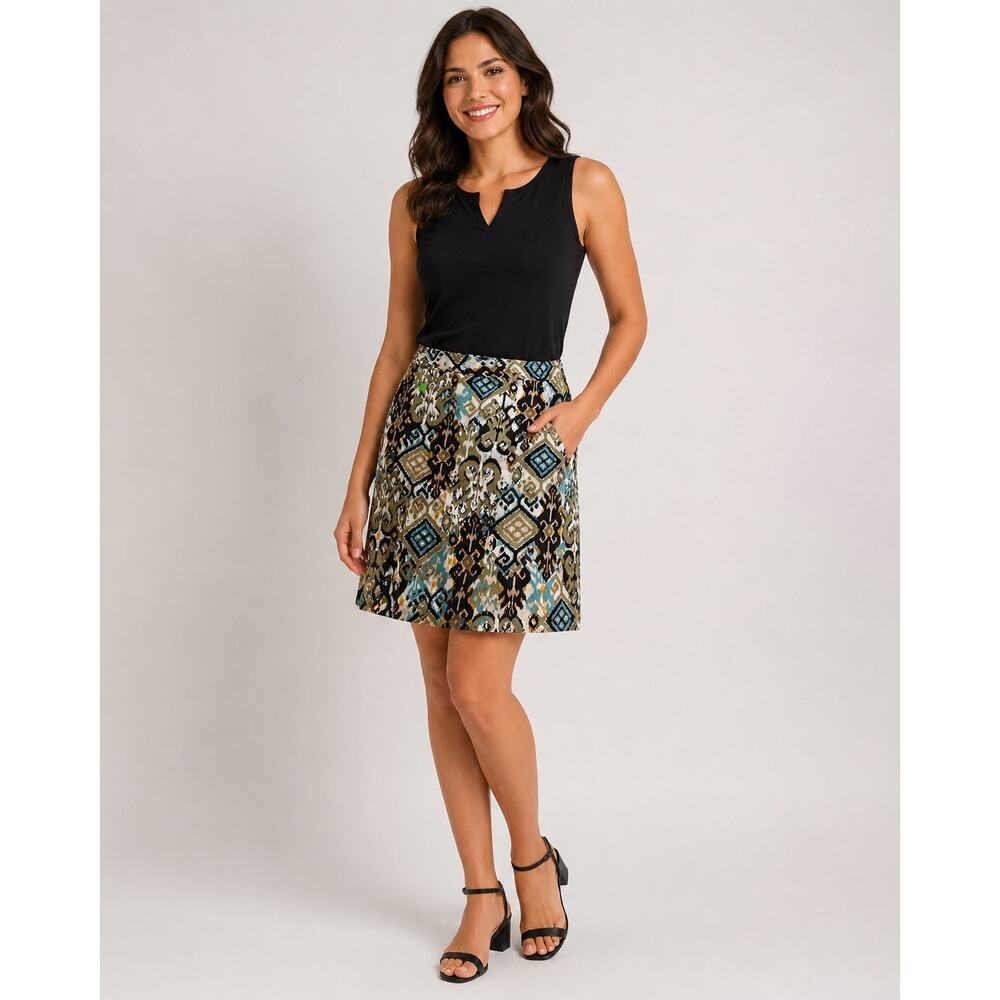 Van Heusen Womens Size 10 Lined A Line Skirt Geometric Print Career Casual